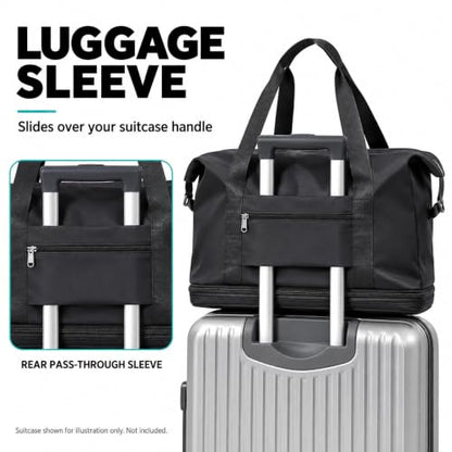 Expandable Rolling Travel Bag with Detachable Wheels,Black - color: Black