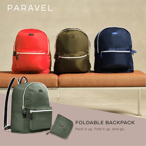 Paravel Fold Up Travel Backpack | Packable and Lightweight Foldable Travel Bag | Carry On Nylon Backpack with Trolley Sleeve, Flatiron Grey - color: Flatiron Grey