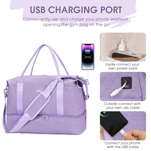 WANDF Personal Item Travel Bag, Carry On Weekender Bag for Women - color: Purple