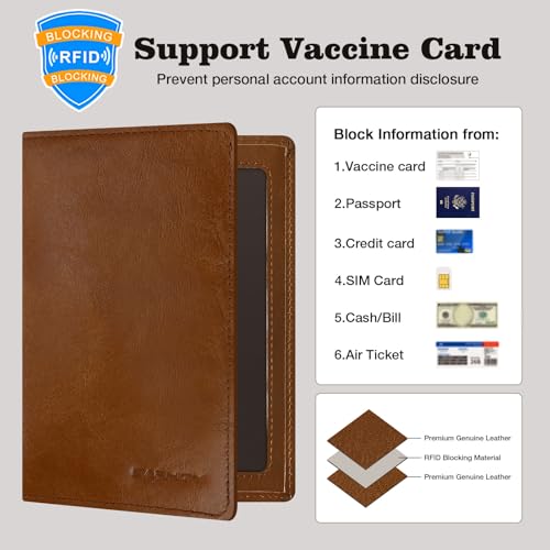 BAPHITY Unisex Leather RFID Blocking Vacation Passport Organizer, Red Brown - color: red-brown, style: Rfid Protected