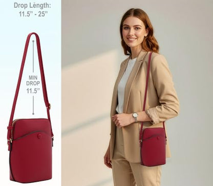 Solene Small Crossbody Bag with Gold Hardware, Mini Shoulder Purse with Adjustable Strap - color: Red