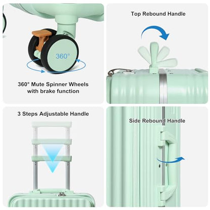 Somago Carry on Luggage Front Open 22x14x9 Airline Approved Lightweight Suitcase with Cup Holder and USB Port Aluminum Frame Polycarbonate Spinner Hard Suitcase with TSA Lock,Lime - color: Lime, size: 20 Inch Carry On (Front Opening)