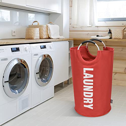 DOKEHOM 95L Large Laundry Basket, Collapsible Laundry Bag, Freestanding Tall Clothes Hamper, Foldable Washing Bin (Red) - color: Red, size: 95L