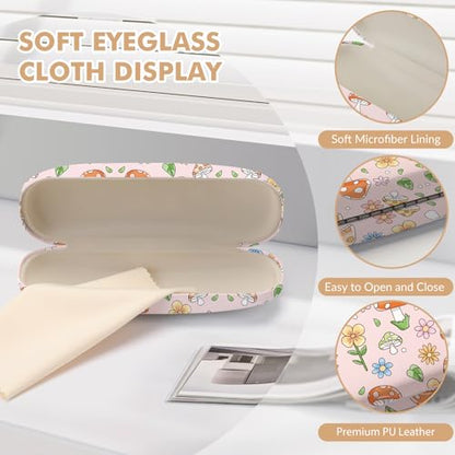 Glasses Case Hard Shell,Portable Protective Eyeglasses Case, Eyeglass Holder Box with Cleaning Cloth, for men women - color: Mushroom 2