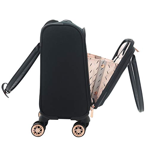 kensie Hudson Softside 3-Piece Spinner Luggage Set, Black with Rose Gold - color: Black with Rose Gold