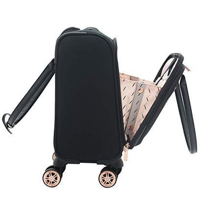 kensie Hudson Softside 3-Piece Spinner Luggage Set, Black with Rose Gold - color: Black with Rose Gold