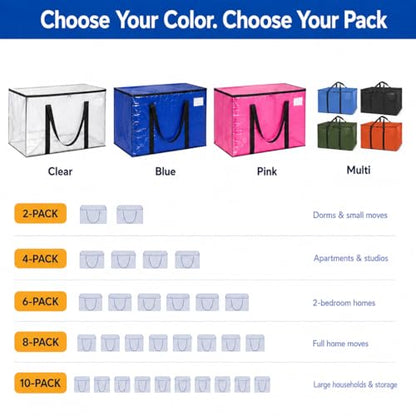 ClearSpace 튼튼한 이동 가방 또는 뚜껑이 있는 보관함, 투명, 18팩 - color: 투명., size: 18 Pack