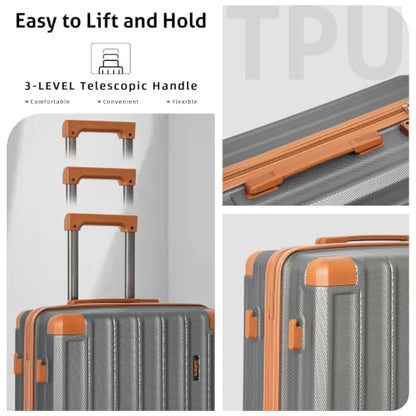 Cobens Luggage Sets 5 Piece, Suitcases with Wheels, TSA Lock, 20/24/28 Inch | ABS Hardshell Suitcase Set, Impact-Resistant Corners, Detachable 360° Wheels, Telescopic TPU Handle, Duffel&Toiletry Bag - color: Gray