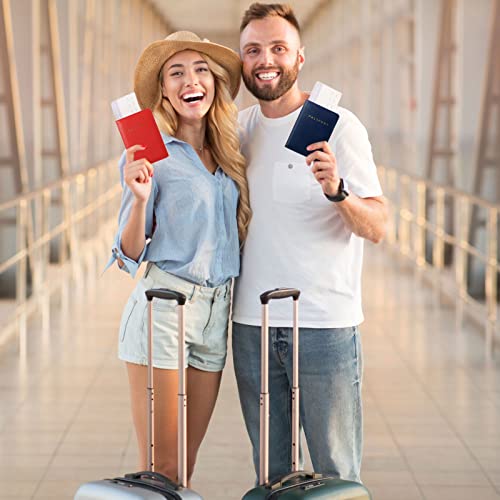 Frienda 2 Pcs Passport Holder Covers Waterproof Leather - color: Blue and Red