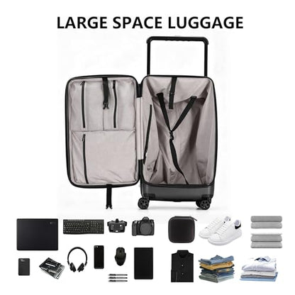 Carry on Luggage, 24 Inch Hardside Expandable Checked Luggage, Wide Handle Hardside PC Suitcase with Spinner Wheels & TSA Lock for Travel & Business Trips, Top Lid Opening, Black - color: Black, size: 24