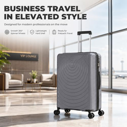 CONCEPTEN Luggage Sets 3 Piece, PP Hardshell Suitcases Set with Wheels - color: Grey, size: 3 Piece Sets (21/Db/Tb)