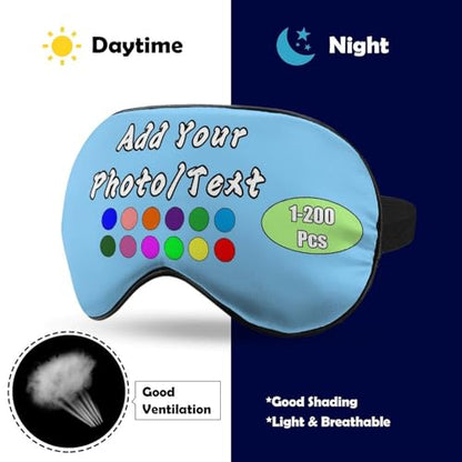 Custom Eye Mask for Men Women Personalized Sleep Mask Add Your Photo Text Logo Adjustable Strap Eyeshade for Sleeping Travel Work, LightSkyBlue - color: Lightskyblue
