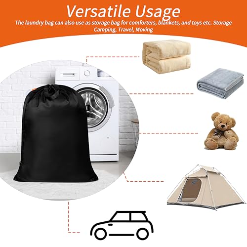 Polecasa Extra Heavy Duty X-Large Laundry Bag with Handles, Black, 28x36" - color: Black, size: 28" x 36" | 1 Pack