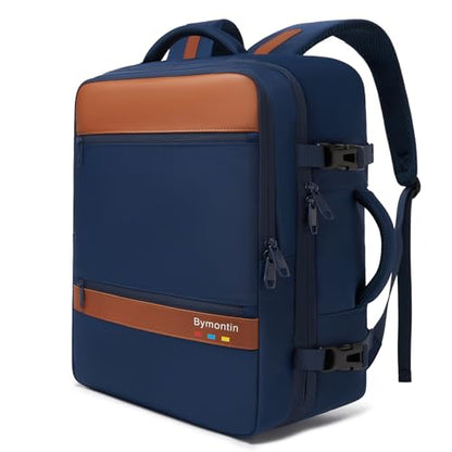 Exquisite Travel Laptop Backpack, Flight Approved Size Carry on Bag (35L) | 180° Opening, with Laptop Compartment, with Luggage Strap - color: Navy, size: XL (8x12.8x18.5")