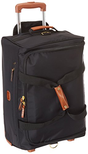 Bric’s X-Bag 21” Rolling Duffel, Water-Resistant Recycled Nylon Carry-On with Silent Wheels & Leather Details - color: Black