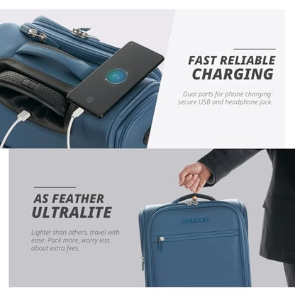 Verage Underseat Carry On Luggage with Wheels,14.5-Inch,Coast Blue - color: Coast Blue, size: 14.5-Inch Plus Underseat