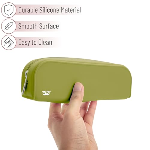 Mr. Pen- Silicone Pencil Case, Aesthetic Pencil Bag for Women, Makeup Pouch - color: Olive Green
