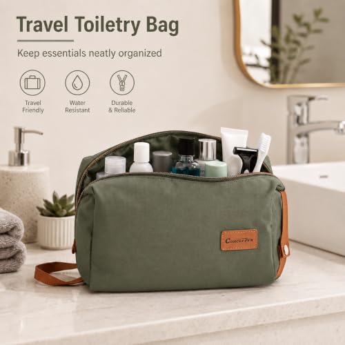 CONCEPTEN Luggage Sets 5 Piece, ABS+PC Hardshell Suitcases with Wheels - color: Olive Drab, size: 5 Piece Sets (20/24/28/Db/Tb)