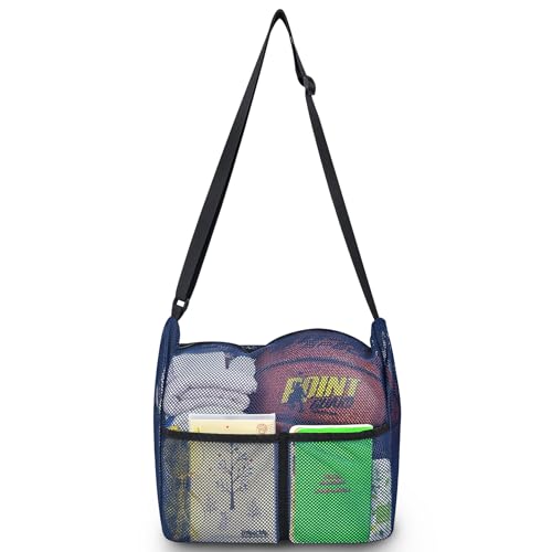 Mildbeer 12x6x12 Mesh Crossbody Bag for Gym & Beach - color: Blue
