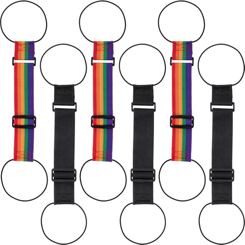 6Pcs Luggage Connector Straps for Suitcases, Multi-Functional Elastic Strap, Adjustable Luggage Connector Straps for Securing Bags, Backpacks, Travel Accessories - Black, Rainbow