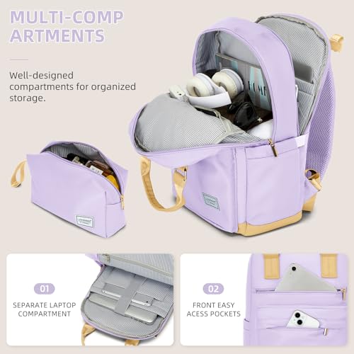 LARVENDER Expandable Carry on Luggage Sets 3 Piece Suitcases Set, Lavender - color: Lavender-20inch BP, size: 3 piece set(BP/TB/20)