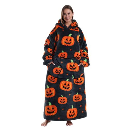 Moinlizy Oversized Wearable Blanket Hoodie for Women Men - color: Grey Pumpkin