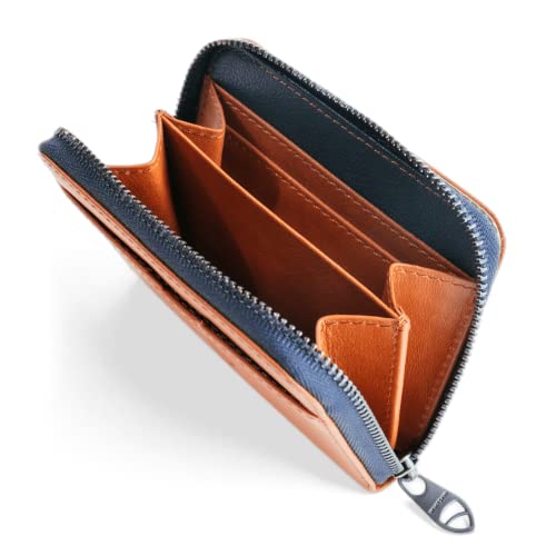 Vaultskin Mayfair Premier Leather Zip Wallet - Ultimate RFID Safety, Streamlined for Style & Functionality for Men and Women - color: Cognac