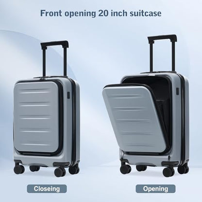 Merax Luggage Sets 5 Piece Front Open,Lightweight Expandable Luggage - color: Blue-1(20 top-open), style: 3-piece Set(20/24/28)