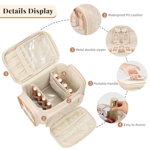 Bagmoly Large Makeup Bag, Travel Makeup Cosmetic Bag for Girls, White - color: 02-White, size: Medium