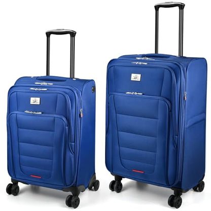 Verdi Luggage 2 Piece Set Suitcase Spinner Wheels Softshell Expandable, Carry On Luggage with USB Port (Navy, 2-Piece set(20/24)) - color: Navy, size: 2-Piece set(20/24)