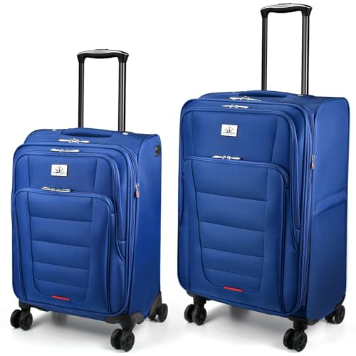 Verdi Luggage 2 Piece Set Suitcase Spinner Wheels Softshell Expandable, Carry On Luggage with USB Port (Navy, 2-Piece set(20/24)) - color: Navy, size: 2-Piece set(20/24)