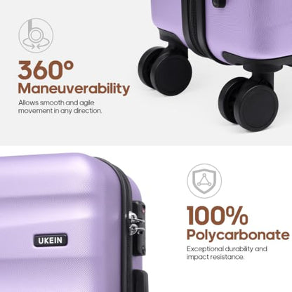 UKEIN Luggage Set with Backpack,Hardshell Carry On Luggage Airline Approved - color: Purple