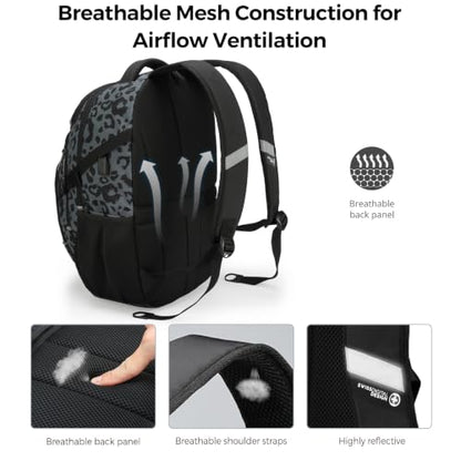 Swissdigital Design Backpack for Men with USB Charging Port SD803-101 - color: Gray Leopard