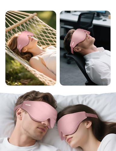 Sleep Eye Mask for Men Women, EVA BELLE Light Blocking Sleeping Mask for Side Sleeper, 3D Contoured Cup Night Blindfold, Lash Extensions 3D Sleeping Mask with Adjustable Strap for Travel, Night & Nap - color: 02-pink