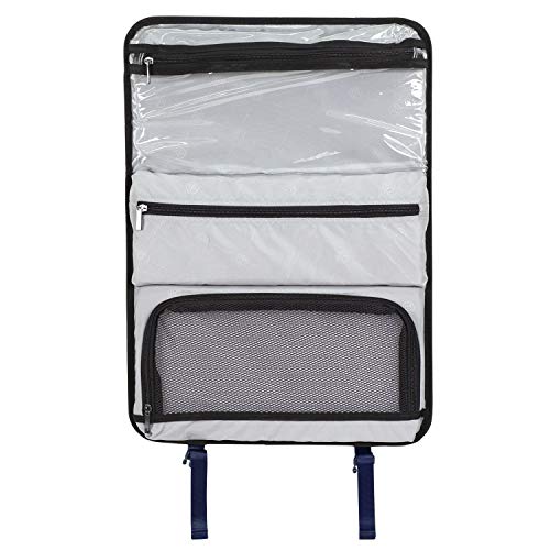 M&A Dual Opening Wide Trolley Check-in Suitcase Luggage, Navy Blue, Large 28-Inch - color: Navy Blue, size: Checked-Large 28-Inch