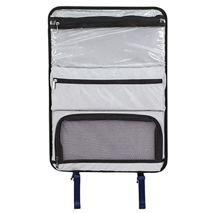 M&A Dual Opening Wide Trolley Check-in Suitcase Luggage, Navy Blue, Large 28-Inch - color: Navy Blue, size: Checked-Large 28-Inch
