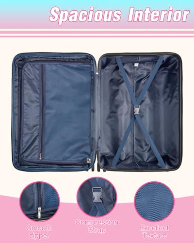 Luggage Sets 2 Piece, Hard Shell Expandable Carry on Suitcase with Spinner Wheels and TSA Lock, Lightweight Travel Luggage Set - color: Sugar, size: 2 Piece Set (20/24inch)