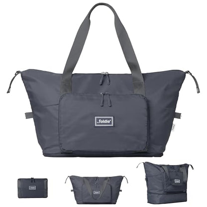 The Foldie Foldable Travel Bag for Women - 40L Weekender Bag with Multiple Pockets - Carry On Expendable Travel Bag - color: Grey