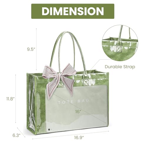 Lushandy PVC Tote Bag Women's Waterproof Jelly Beach Bag Work Hobo Handbag - color: Solid-green