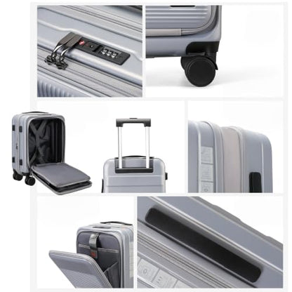16" Underseat Luggage, Front Opening Carry On, Silver - color: Silver