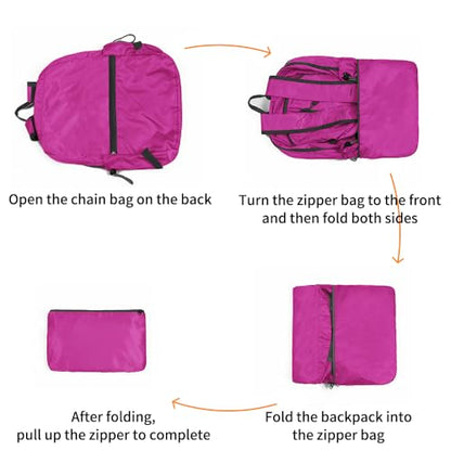 Lightweight Packable Foldable Backpack,Hiking backpack,Travel Backpack (Rose Red) - color: Rose Red