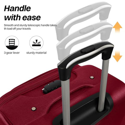 32'' Large Softside Suitcase,Luggage Expandable,w/LOCK - color: Burgundy-Grey, size: Checked-Extra Large 32-Inch
