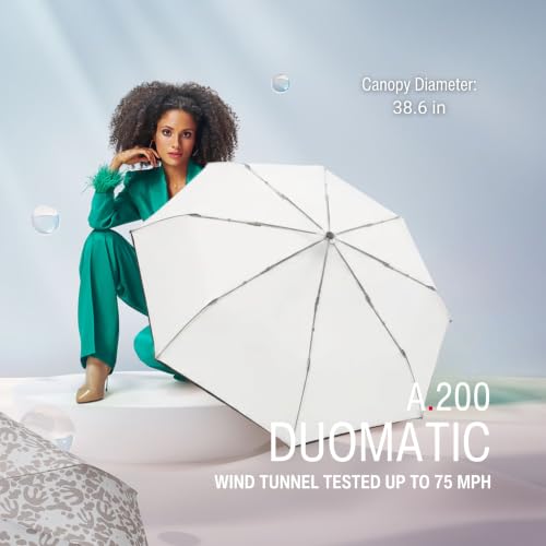 Knirps A.200 Medium Duomatic Windproof Umbrella for Adults – Automatic Open Close 38.5" Canopy, Travel Case Included - color: Transparent