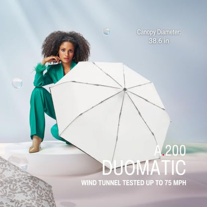 Knirps A.200 Medium Duomatic Windproof Umbrella for Adults – Automatic Open Close 38.5" Canopy, Travel Case Included - color: Transparent