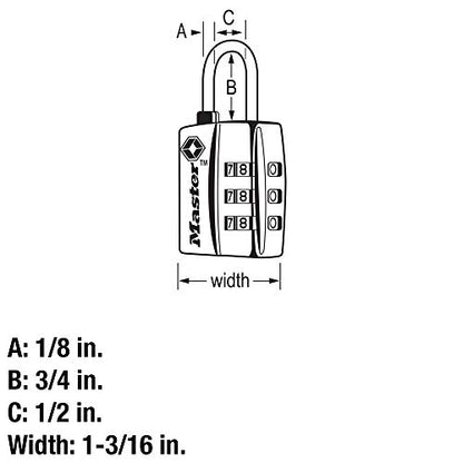 Master Lock TSA Approved Luggage Lock Black Backpack Lock 3-Pack 4680BLKEC3 - size: 3 Pack