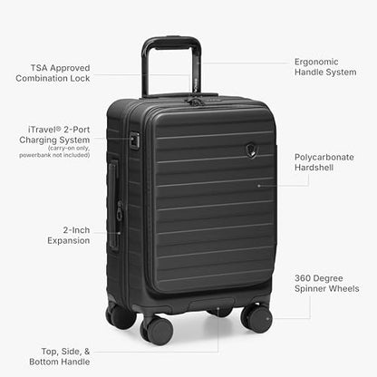 Traveler's Choice Novia Top Opening Expandable Polycarbonate Luggage with Spinner Wheels, Black, 30-Inch Large - color: Black, size: 30-Inch Large