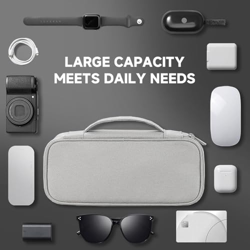 Teskyer Tech Organizer Pouch with Handle, Grey - color: Grey, size: Single Layer