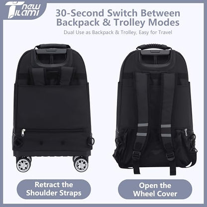 NEW TILAMI 19 Inch Rolling Backpack 4 Spinner Wheels for School Travel Grey - color: Soft Grey