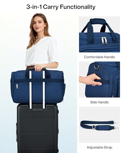 MILADA Carry On Luggage Bags for Travel Foldable Personal Item Travel Bag - color: Blue, size: Carry On 21.5 inch