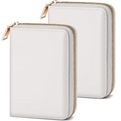 Airkit 2 Pack Passport Holder Cover, Travel Zipper Wallet, Credit Card Case - color: White